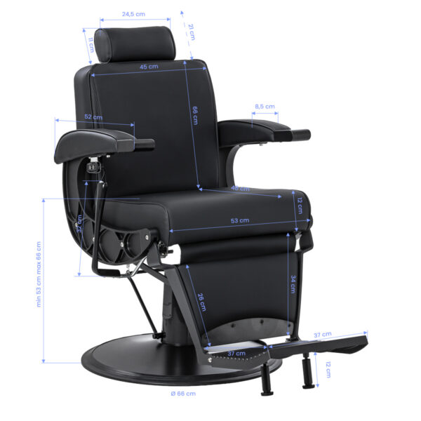 Scaun frizerie cu masaj Gabbiano Continental, negru, negru, imaginea 10