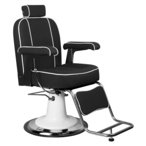 Scaun frizerie Gabbiano Amadeo compact, cu spătar rabatabil, negru