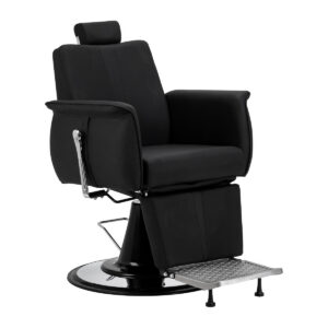 Scaun frizerie Gabbiano Athena cu cadru cromat, negru
