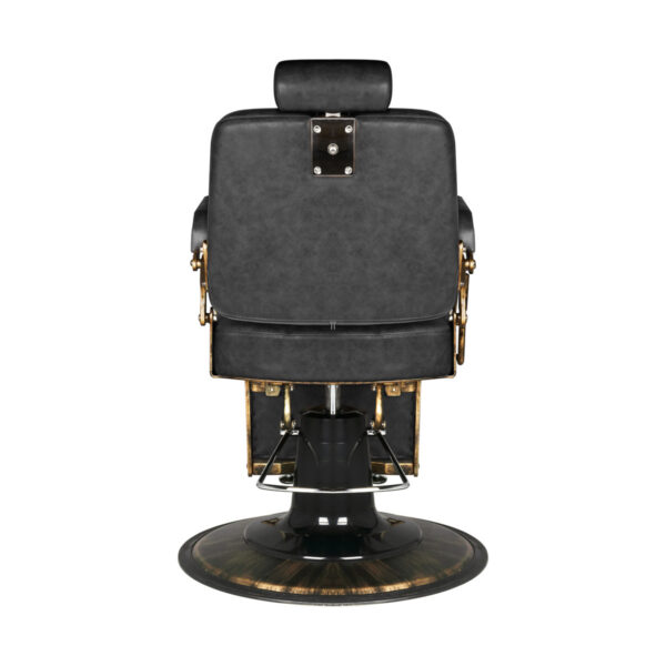 Scaun frizerie Gabbiano Boss Old Leather cu cadru auriu patinat, negru, imaginea 4