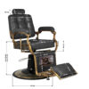 Scaun frizerie Gabbiano Boss Old Leather cu cadru auriu patinat, negru, imaginea 7