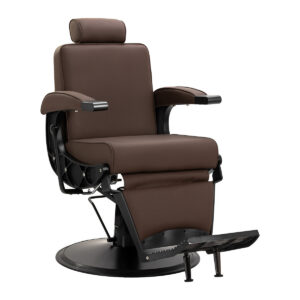 Scaun frizerie Gabbiano Continental hidraulic, piele ecologică maro, maro, imaginea 1