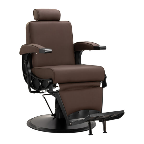 Scaun frizerie Gabbiano Continental hidraulic, piele ecologică maro, maro, imaginea 1