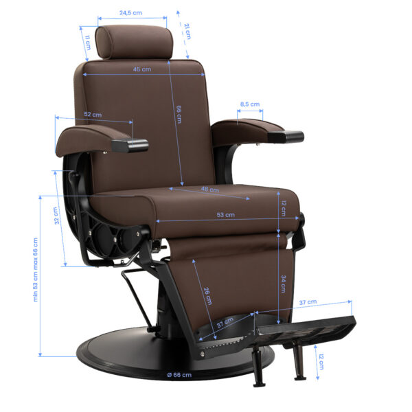 Scaun frizerie Gabbiano Continental hidraulic, piele ecologică maro, maro, imaginea 10