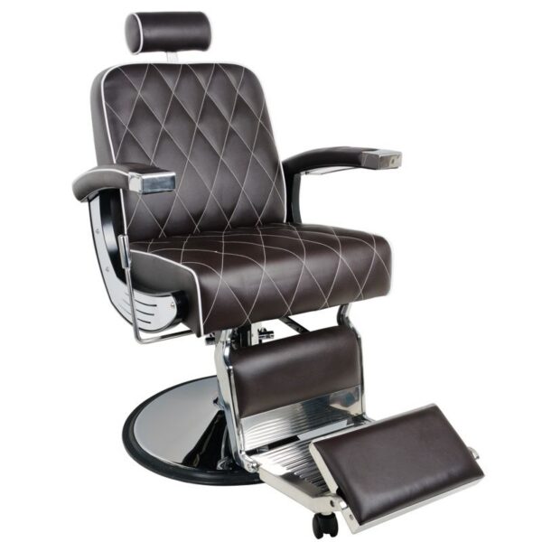 Scaun frizerie Gabbiano Imperial hidraulic cu detalii moto, maro, maro, imaginea 1