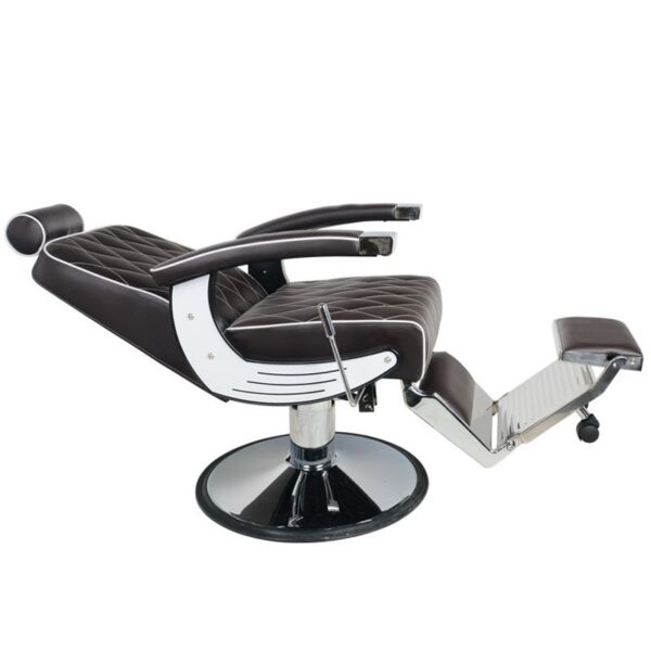 Scaun frizerie Gabbiano Imperial hidraulic cu detalii moto, maro, maro, imaginea 2