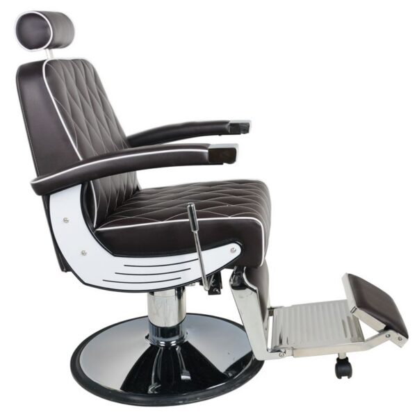 Scaun frizerie Gabbiano Imperial hidraulic cu detalii moto, maro, maro, imaginea 3