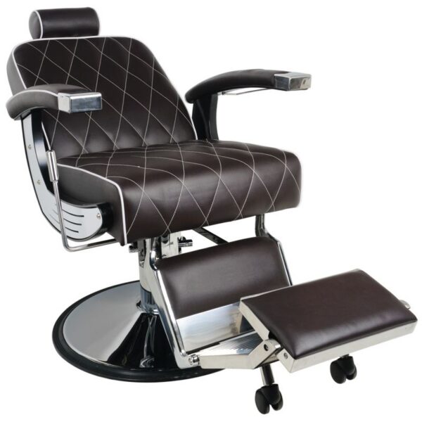 Scaun frizerie Gabbiano Imperial hidraulic cu detalii moto, maro, maro, imaginea 4