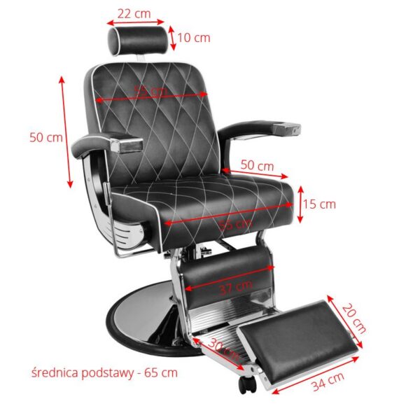 Scaun frizerie Gabbiano Imperial hidraulic cu detalii moto, maro, maro, imaginea 6