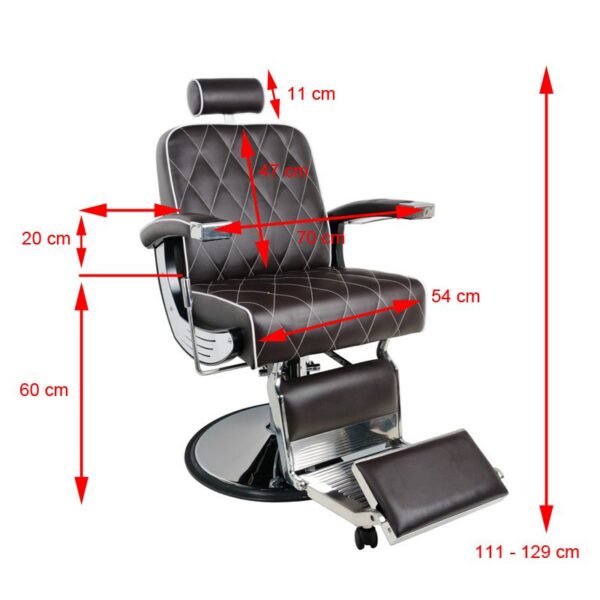 Scaun frizerie Gabbiano Imperial hidraulic cu detalii moto, maro, maro, imaginea 7