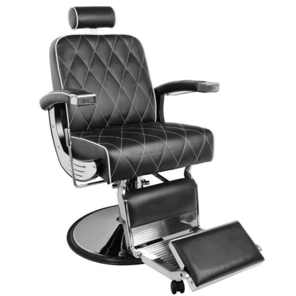 Scaun frizerie Gabbiano Imperial hidraulic cu detalii moto, negru, negru, imaginea 1