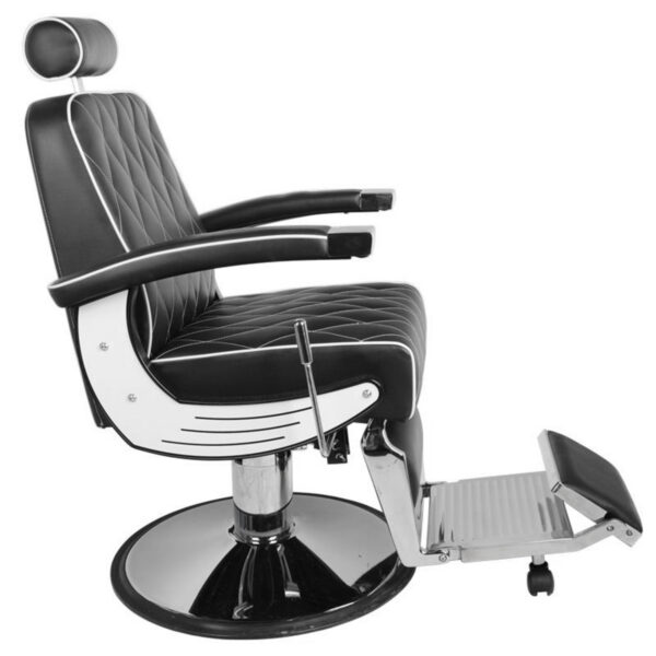 Scaun frizerie Gabbiano Imperial hidraulic cu detalii moto, negru, negru, imaginea 2