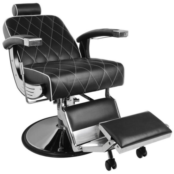 Scaun frizerie Gabbiano Imperial hidraulic cu detalii moto, negru, negru, imaginea 5
