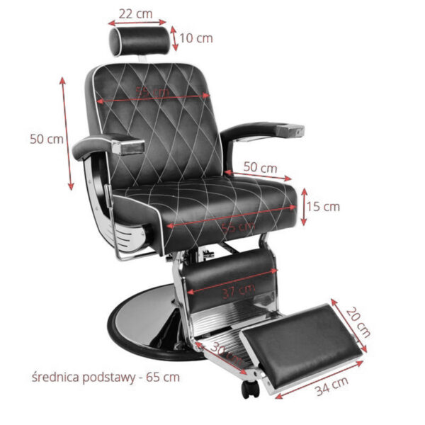 Scaun frizerie Gabbiano Imperial hidraulic cu detalii moto, negru, negru, imaginea 6