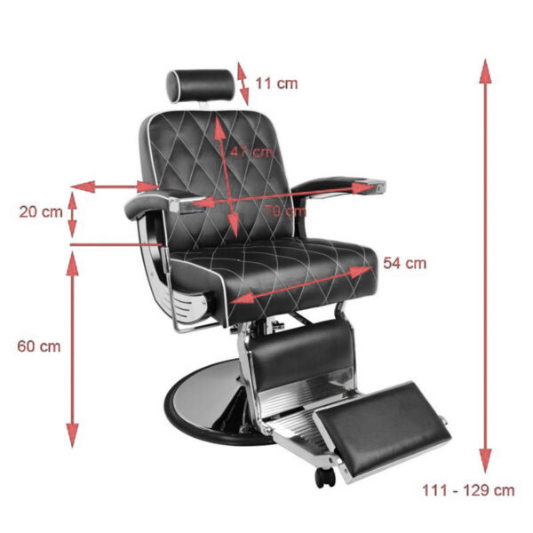 Scaun frizerie Gabbiano Imperial hidraulic cu detalii moto, negru, negru, imaginea 7