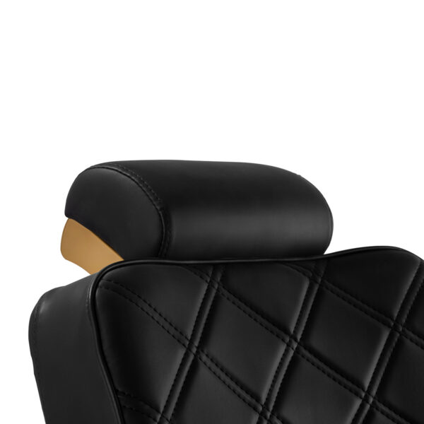 Scaun frizerie Gabbiano Leonardo cu elemente aurii, negru, negru cu auriu, imaginea 6