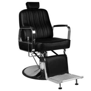Scaun frizerie Gabbiano Patrizio compact cu spătar rabatabil, negru, negru, imaginea 1