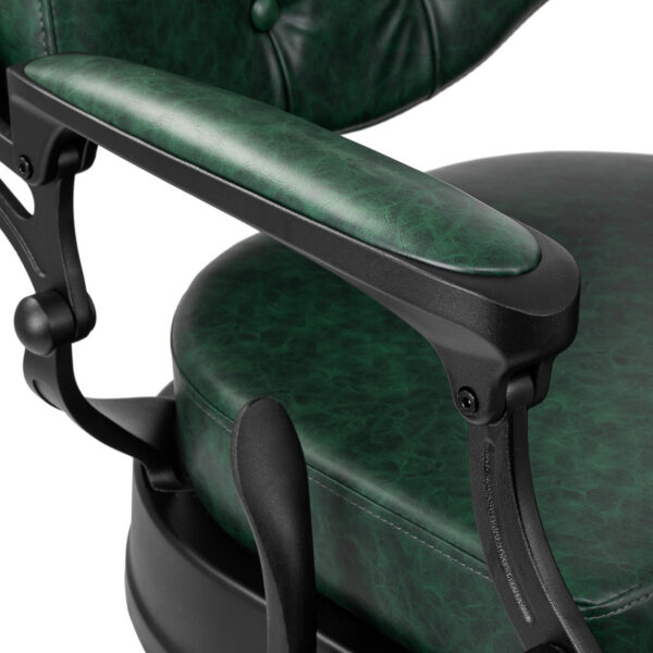 Scaun frizerie Gabbiano President, piele ecologică semimată, verde, imaginea 6