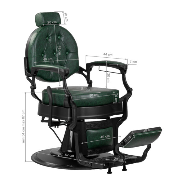 Scaun frizerie Gabbiano President, piele ecologică semimată, verde, imaginea 10