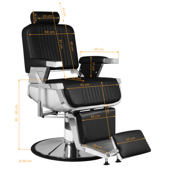 Scaun frizerie Gabbiano Royal X, înălțime 62-80 cm, negru, imaginea 7