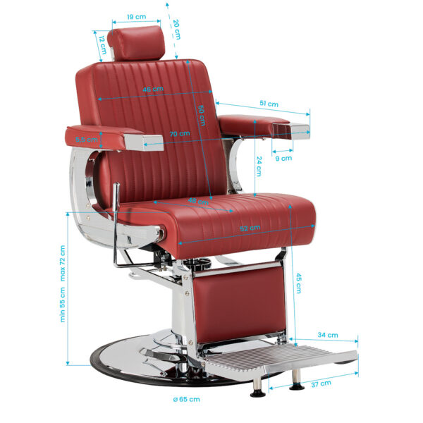 Scaun frizerie Gabbiano Visionerio+ hidraulic, roșu, cadru cromat, roșu, imaginea 10