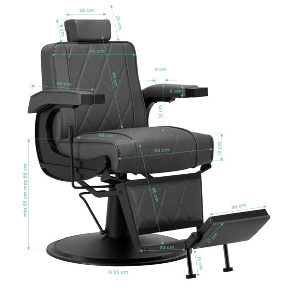 Scaun frizerie Hair System BM88066B cu spătar rabatabil și tetieră, gri, imaginea 10 Scaun frizerie Hair System BM88066B cu spătar rabatabil și tetieră, gri, imaginea 10