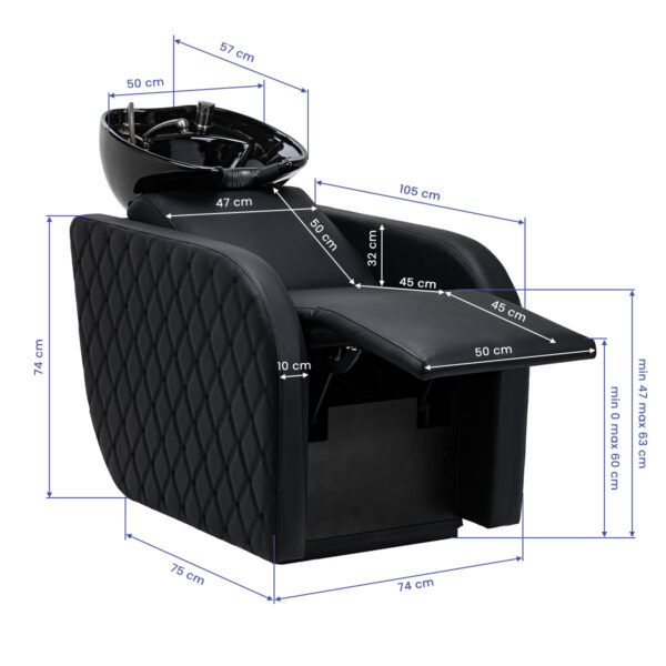 Spălător coafor electric Gabbiano Ines cu masaj pe spate, negru, imaginea 10