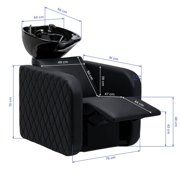 Spălător coafor electric Gabbiano Sylvia Plus cu masaj și cuvă neagră, negru, imaginea 10