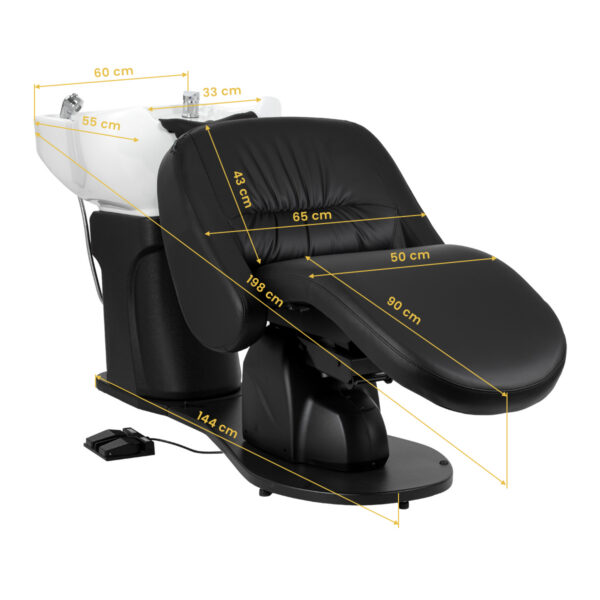 Spălător coafor electric Gabbiano Trycho 2 cu pedală, negru, negru, imaginea 10
