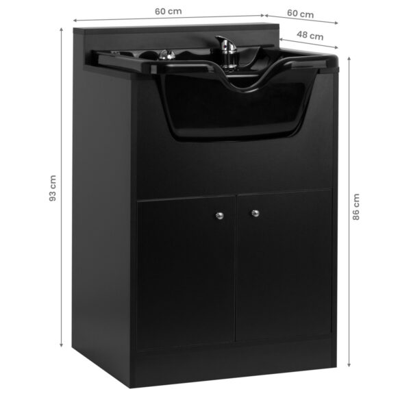 Spălător coafor Gabbiano BB06 cu dulap, pentru saloane mici, negru, negru, imaginea 6