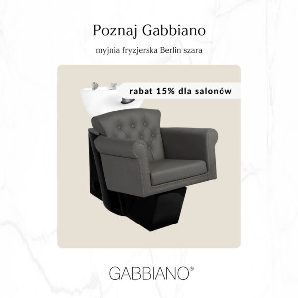 Spălător coafor Gabbiano Berlin cu bază neagră și piele ecologică, gri, imaginea 3