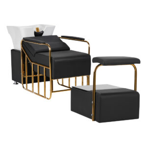 Spălător coafor Gabbiano Mayka cu cuvă albă și cotiere aurii, negru, negru, imaginea 1 Spălător coafor Gabbiano Mayka cu cuvă albă și cotiere aurii, negru, negru, imaginea 1