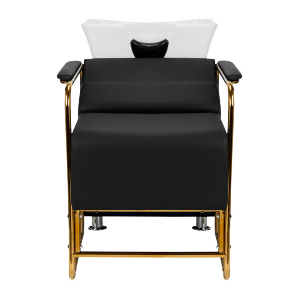 Spălător coafor Gabbiano Mayka cu cuvă albă și cotiere aurii, negru, negru, imaginea 3