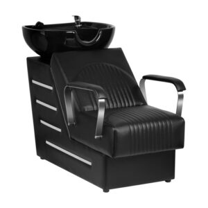 Spălător coafor Gabbiano Orlean cu cotiere metalice, negru, negru, imaginea 1 Spălător coafor Gabbiano Orlean cu cotiere metalice, negru, negru, imaginea 1