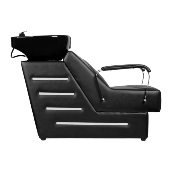Spălător coafor Gabbiano Orlean cu cotiere metalice, negru, negru, imaginea 2