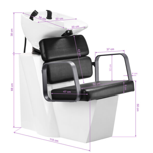 Spălător coafor Gabbiano Porto cu cotiere metalice gri, negru, imaginea 10