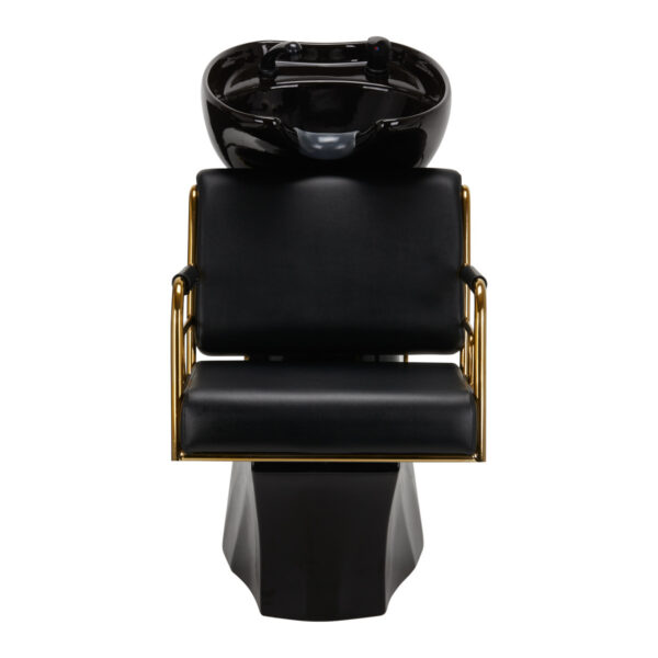 Spălător coafor Gabbiano Prato Gold cu cotiere aurii, negru, negru, imaginea 3