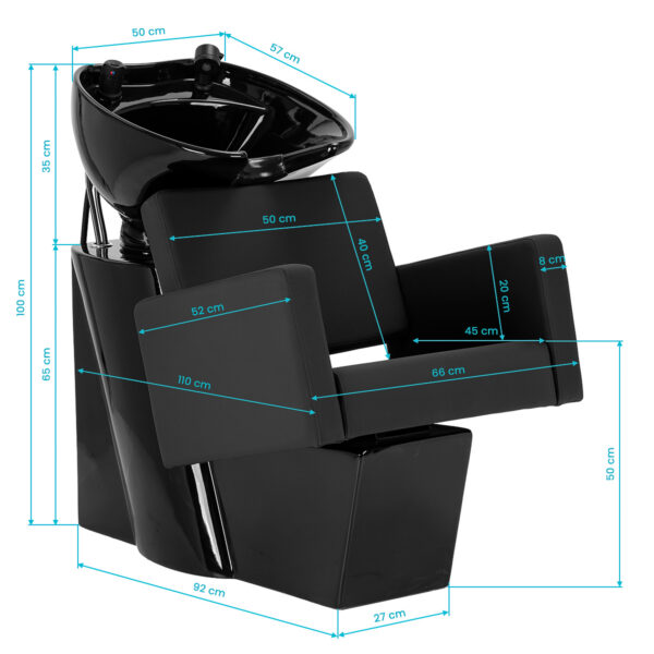 Spălător coafor Gabbiano Vitoria minimalist, cu cuvă reglabilă, negru, imaginea 10
