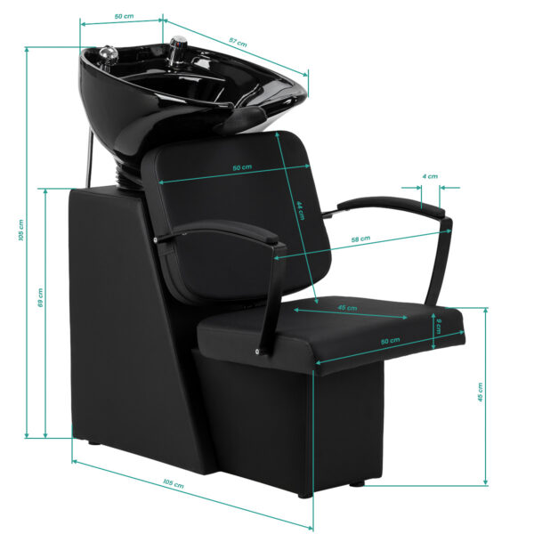 Spălător coafor Hair System Edge Noir cu cotiere curbate, imaginea 10