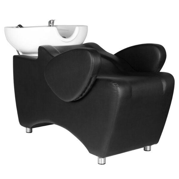 Spălător coafor Hair System HSB46 cu scaun aerodinamic, negru, negru, imaginea 2