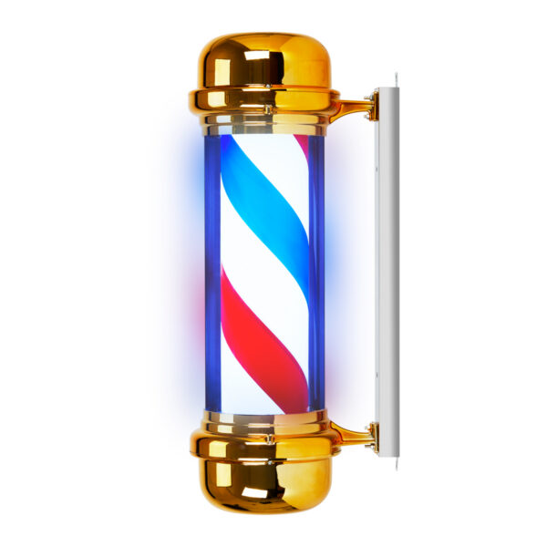 Stâlp barber luminos BB-02, auriu, mare, cu cilindru rotativ, imaginea 1