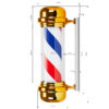 Stâlp barber luminos BB-02, auriu, mare, cu cilindru rotativ, imaginea 4