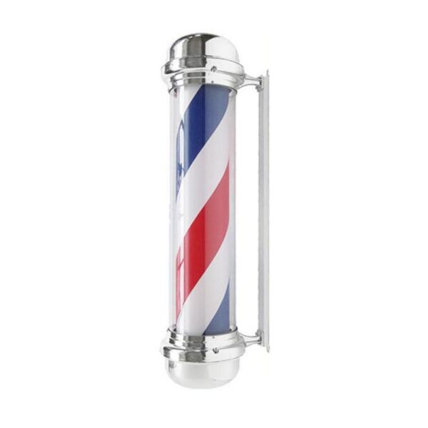 Stâlp barber luminos BB-02 cu cilindru rotativ, de perete, mare, argintiu, imaginea 1