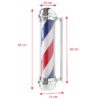 Stâlp barber luminos BB-02 cu cilindru rotativ, de perete, mare, argintiu, imaginea 2