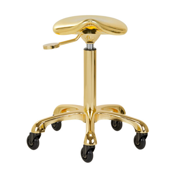 Taburet coafor Gabbiano Fine Gold Roll Speed, auriu, cu rotile, imaginea 3