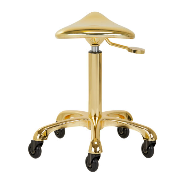 Taburet coafor Gabbiano Fine Gold Roll Speed, auriu, cu rotile, imaginea 4