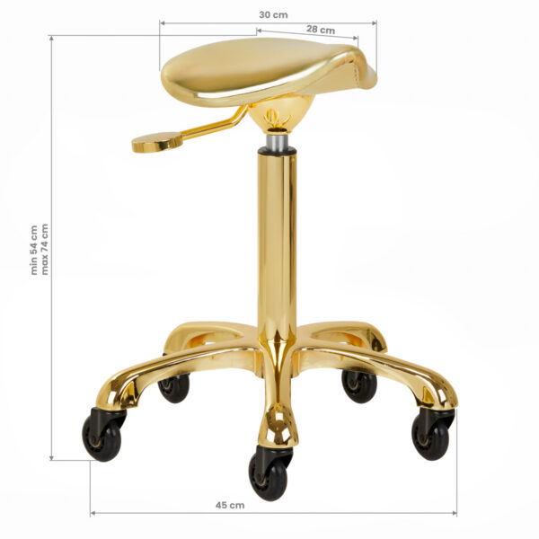 Taburet coafor Gabbiano Fine Gold Roll Speed, auriu, cu rotile, imaginea 8