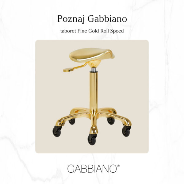 Taburet coafor Gabbiano Fine Gold Roll Speed, auriu, cu rotile, imaginea 9