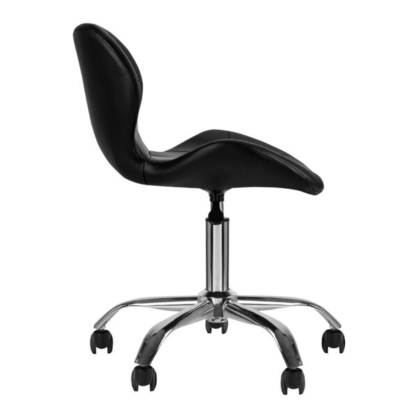 Taburet salon 4Rico QS-06 cu spătar și bază cromată, negru, imaginea 2
