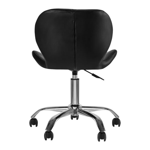 Taburet salon 4Rico QS-06 cu spătar și bază cromată, negru, imaginea 3